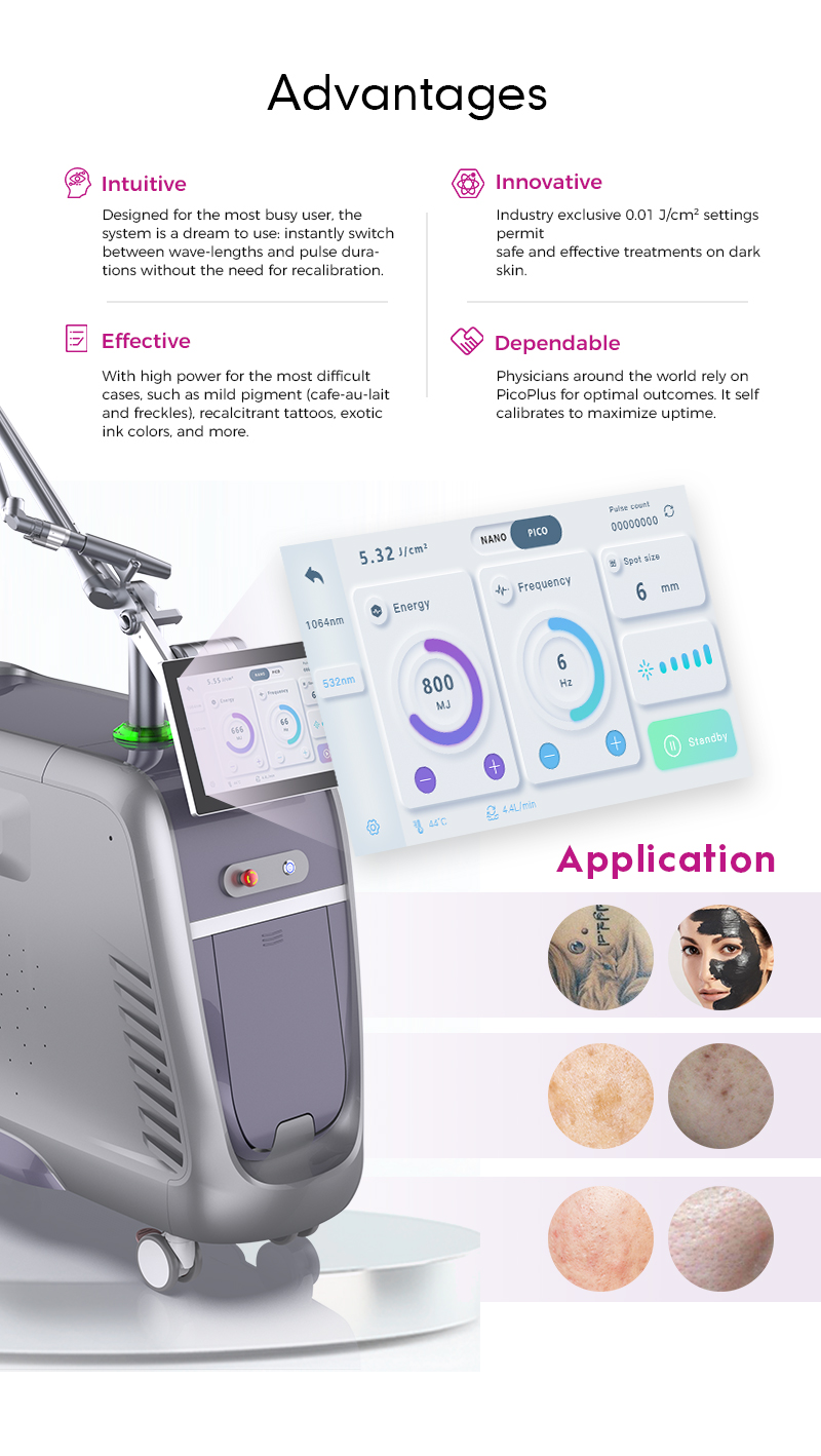 Nano & Pico Laser for Professional Use Dual Pulse Mode 532nm 1064nm 350ps PlCO +2ns Nano